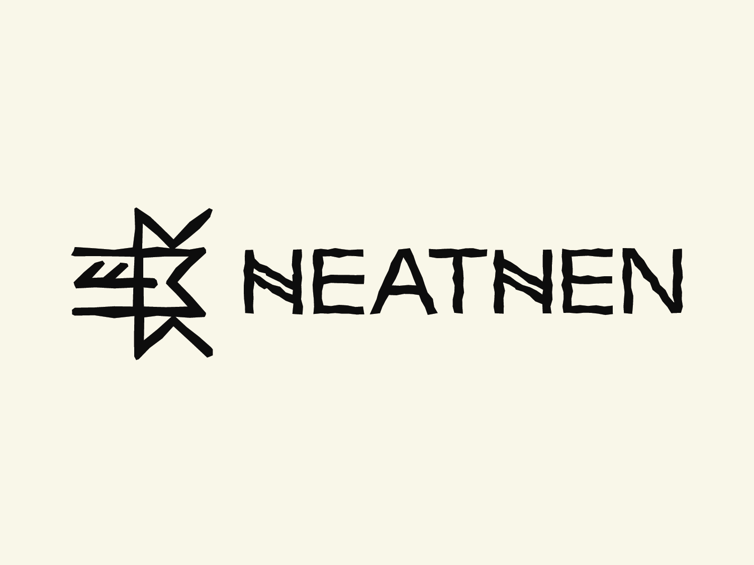 Heathen white monochrome logo and wordmark.