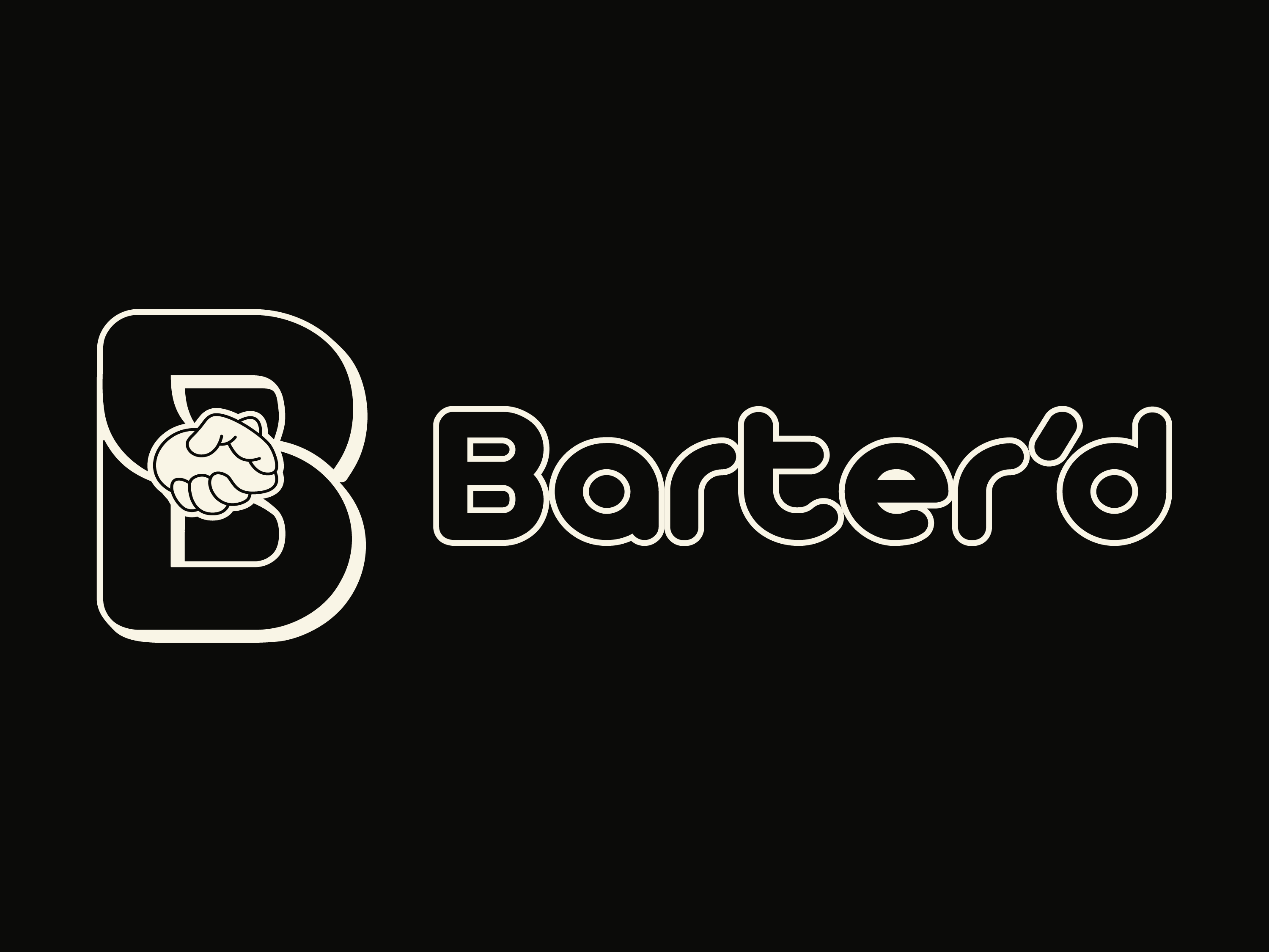 Barter'd black monochrome logo and wordmark.