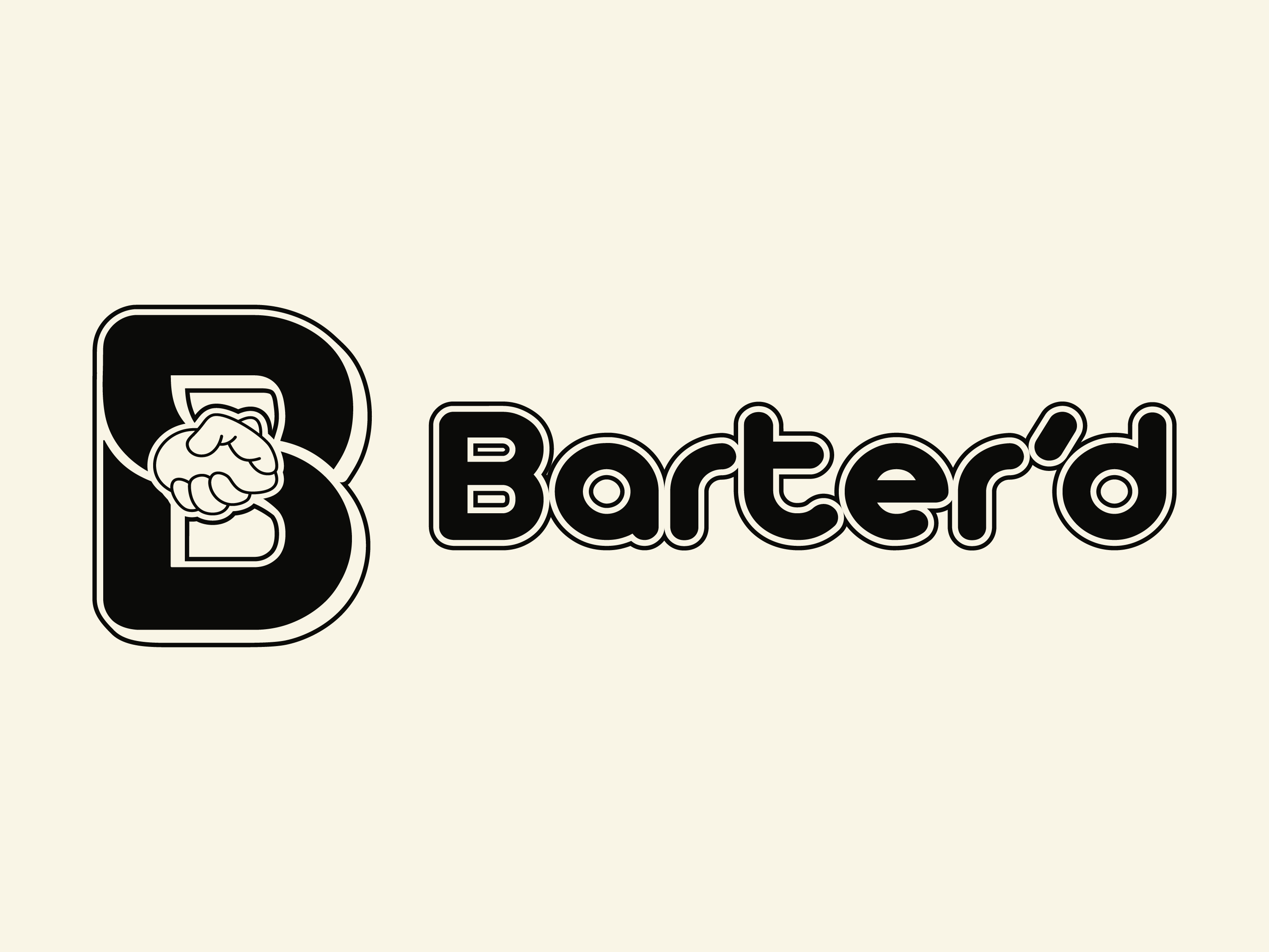 Barter'd white monochrome logo and wordmark.
